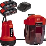 Einhell GE-SP 18 Li PXC + Twinpack CB + 4514095 - Pompa pentru apa curata 0.8 bar 4 m + Set 2 acumulatori si incarcator Li-Ion 18 V 2.5 Ah