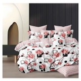 Lenjerie pat dublu,bumbac finet,6 piese,cearceaf normal 220x240cm, cearceaf pilota 200x220cm, 2 fete de perna 50x70, 2 fete de perna 70x70-A1105