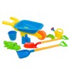 Set Jucarii Plaja Roaba cu 7 Accesorii: Galeata, Lopata, Grebla, Stropitoare, Forme Nisip. Carucior Plastic Colorat, +2 ani