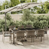 VidaXL Set mobilier grădină cu perne, 9 piese, gri, poliratan