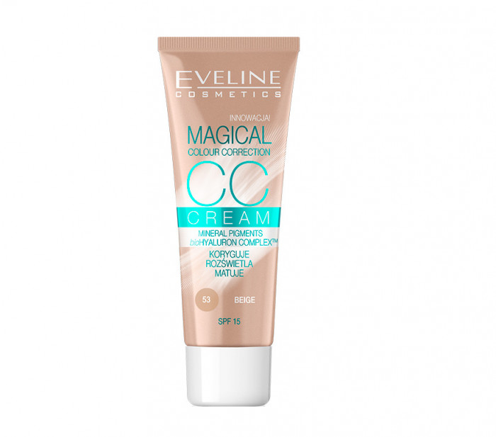 Crema coloranta, Eveline Cosmetics, CC Cream Magical Colour Correction, SPF 15, 53 Beige, 30 ml