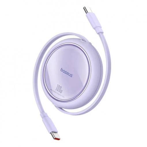 CABLU alimentare si date Baseus Free2Pull Mini, Fast Charging Data Cable pt. smartphone, retractabil, USB Type-C la USB Type-C 60W, 1m, mov &quot;P10364500