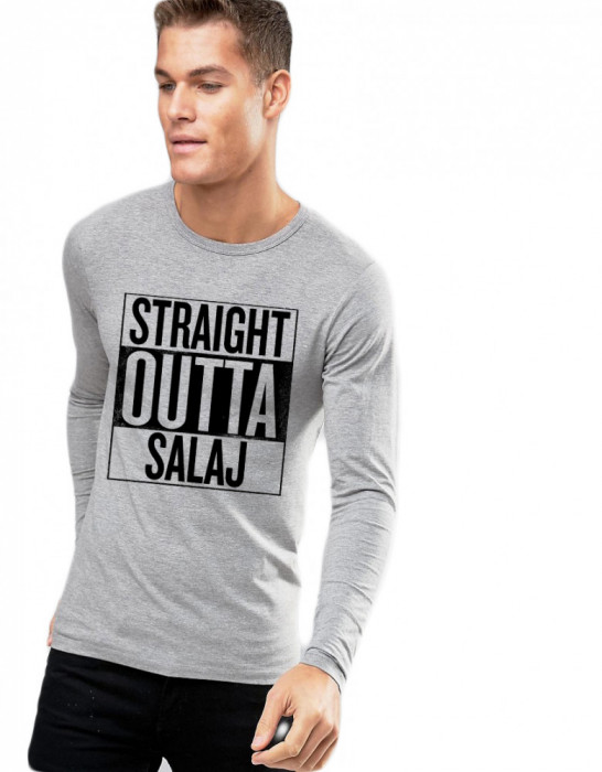 Bluza barbati gri cu text negru - Straight Outta Salaj - S