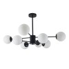 Candelabru Vintage Negru, 8 Globuri Albe E27, Diametru 60cm, Metal &amp; Sticla, Iluminat Interior, Elegant, Rustic, 8 x 25W