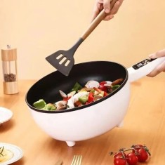 Tigaie electrica, multifunctionala, diametru 26cm, capacitate 2.5L, cu panou de control inteligent, invelis antiaderent, portabila si usor de depozita