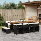 vidaXL Set mobilier de grădină cu perne, 13 piese, negru, poliratan 3277934