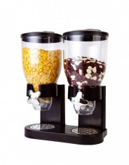 Dispenser de cereale, 2 compartimente, negru, Gonga foto