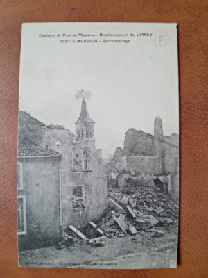 Carte postala, Enviros de Pont a Mousson, Bombardament de Limey, 1919 foto