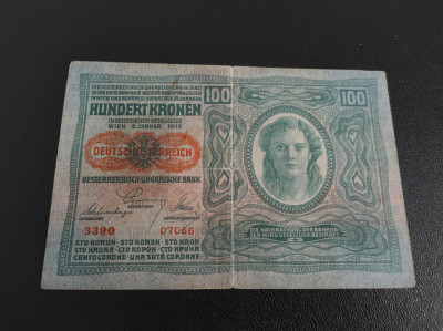 Bancnota 100 kronen 1912 Austria foto