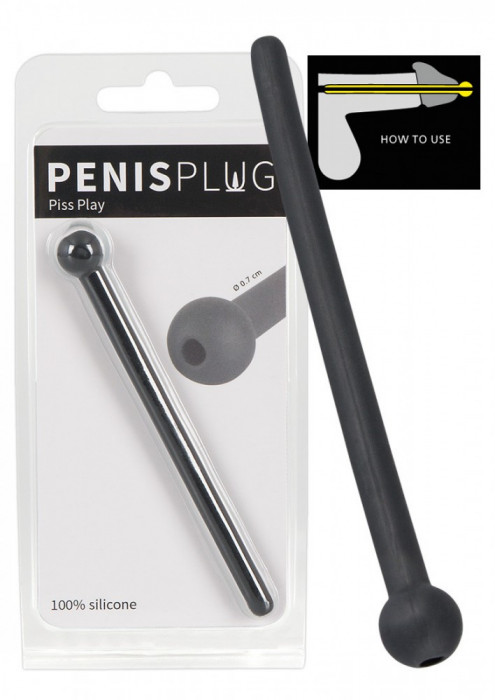 Dop Pentru Penis Piss Play, Negru, 12 cm