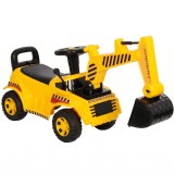 AIYAPLAY Excavator pentru copii, excavator pe roți cu cască de protecție, claxon și braț de săpare detașabil, 1-4 ani, galben | Aosom Romania