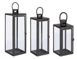 Cumpara ieftin Set 3 felinare metal negru Azenor 10x10x22.5 cm; 14x14x39.5 cm; 18x18x50.5 cm