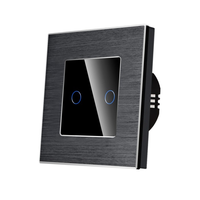 Intrerupator Dublu cu Touch din Sticla si Rama de Aluminiu LUXION SmartElectro IntelligentHouse