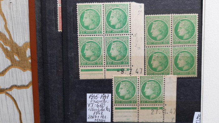 1945-Franta- YT680 2 bl4 +per-MNH