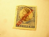 Timbru Azore 1910 supratipar Republica / Rege Manuel II , val. 1000 r. stamp., Stampilat