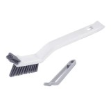 Perie 3in1 de curatat podele si rosturi, flippy, lungime maner 28 cm, peri din pp, otel si plastic, cleste pentru scame si par inclus, alb