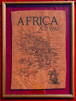 Hartă navigatie decorativa Africa anul 1590 &amp;icirc;nrămată rama lemn 64x86cm foto
