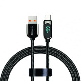 Cumpara ieftin Cablu de incarcare rapid Baseus MicroUSB - USB Type-C, Display LED, 66W, 6A, Negru, 1 m