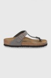 Birkenstock slapi Gizeh femei, culoarea gri, cu toc plat, 43393