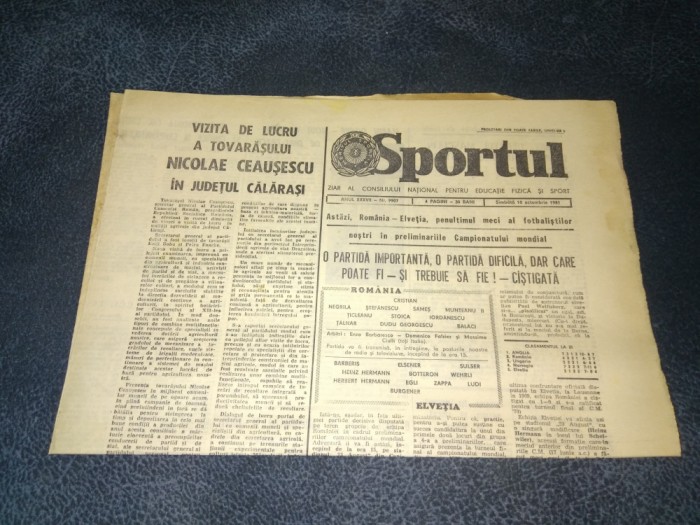 ZIARUL SPORTUL 10 OCTOMBRIE 1981