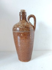 Butelca ceramica cu dop de pluta, gresie, 24cm inaltime, ceramic art