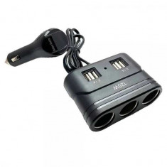 Spliter Auto 120W 12 Sau 24V Pentru 3 Iesiri Bricheta Si 4 USB 2.1A