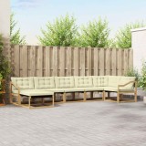 vidaXL Set de canapele de exterior cu pernă 7 pcs Alb și crem 3388908