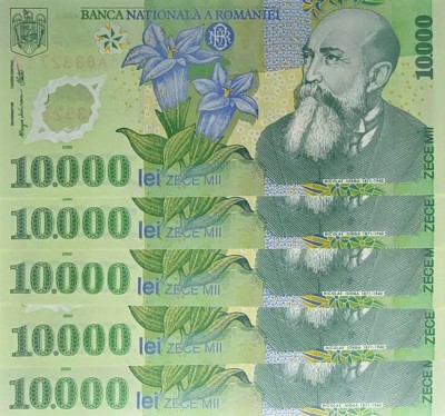 10.000 Lei Rom&amp;acirc;nia UNC Consecutive foto