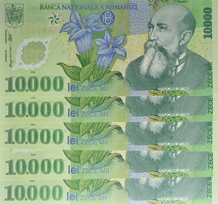 10.000 Lei Rom&acirc;nia UNC Consecutive