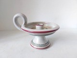 Suport lumanare tip opait, ceramica, handmade, lucrata si pictata manual. artist made studio art, 13cm inaltime x 14cm diametru