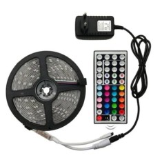 Kit Banda LED 5050 RGB FOXMAG24, Control Telefon prin Bluetooth, Exterior, 2x5m, Functie de Schimbare a Culorilor in Functie de Muzica, Lumina Multico
