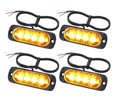 Set 4 Lampi Avertizare LED Galbene 4 LED-uri, Auto, Moto, Utilaje, BZRSH, stroboscop foto