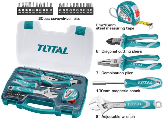 TOTAL - TRUSA DE SCULE - 25 PIESE (INDUSTRIAL) PowerTool TopQuality