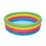 Piscina gonflabila pentru copii, rotunda, curcubeu, 157x46 cm, Bestway Rainbow, Multicolor, Rotund