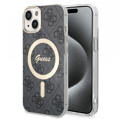 Husa MagSafe pentru Apple iPhone 15 Plus, Guess, IML 4G, Neagra foto