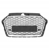 Grila masca fata AUDI A3 (8V), 05.2016-12.2020 model S-Line,Negru stralucitor, argintiu; fara emblema