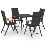 Cumpara ieftin Set de masa pentru gradina, 5 piese, negru si maro