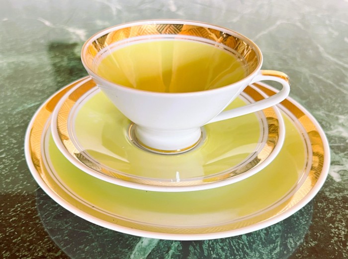Set - mic dejun / ceai / cafea - GDR - 1947 - 1 persoana- poleit cu aur 24K
