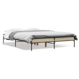 VidaXL Cadru de pat, stejar sonoma, 120x200cm, lemn prelucrat și metal 845022