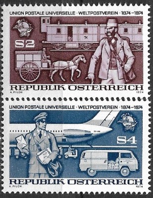 B2206 - Austria 1974 - UPU 2v.,neuzat,perfecta stare foto