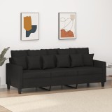 Gossi canapea cu 3 locuri, negru, 180 cm, material textil