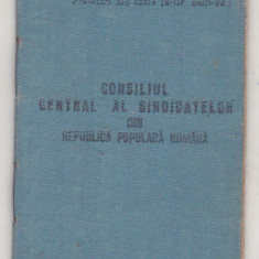 bnk div CC al sindicatelor din RPR - Carnet de membru 1954 - timbre