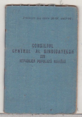 bnk div CC al sindicatelor din RPR - Carnet de membru 1954 - timbre foto