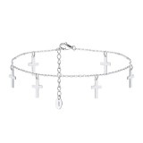 Cumpara ieftin Bratara de glezna argint 925, JW1526, model cruciulite, placata cu rodiu, DELIS