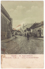 #2461- Ro, Lipova c.p. 1929, scrisa 1939 necirc: Str. Regele Ferdinand, animat foto