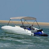 Parasolar Barca Bimini vidaXL, 2 Arcuri, Gri, 150x120x110cm, Poliester, Cadru Aluminiu