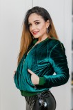 J924-12 Geaca din catifea scurta cu buzunare laterale