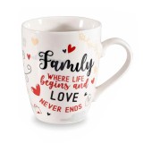 Cumpara ieftin Cana portelan in cutie cadou Family Home 8.5x10.5 cm, 350 ml