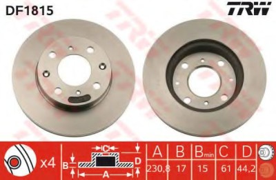 Disc frana HONDA INSIGHT (ZE) (2000 - 2006) TRW DF1815 foto