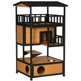 PawHut Casa de pisici, casă de pisici pentru exterior, rezistentă la vreme, 75,5 cm x 75 cm x 137 cm, Galben | Aosom Romania